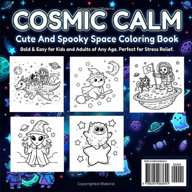 COSMIC CALM Cute And Spooky Space Coloring Book - Image 2