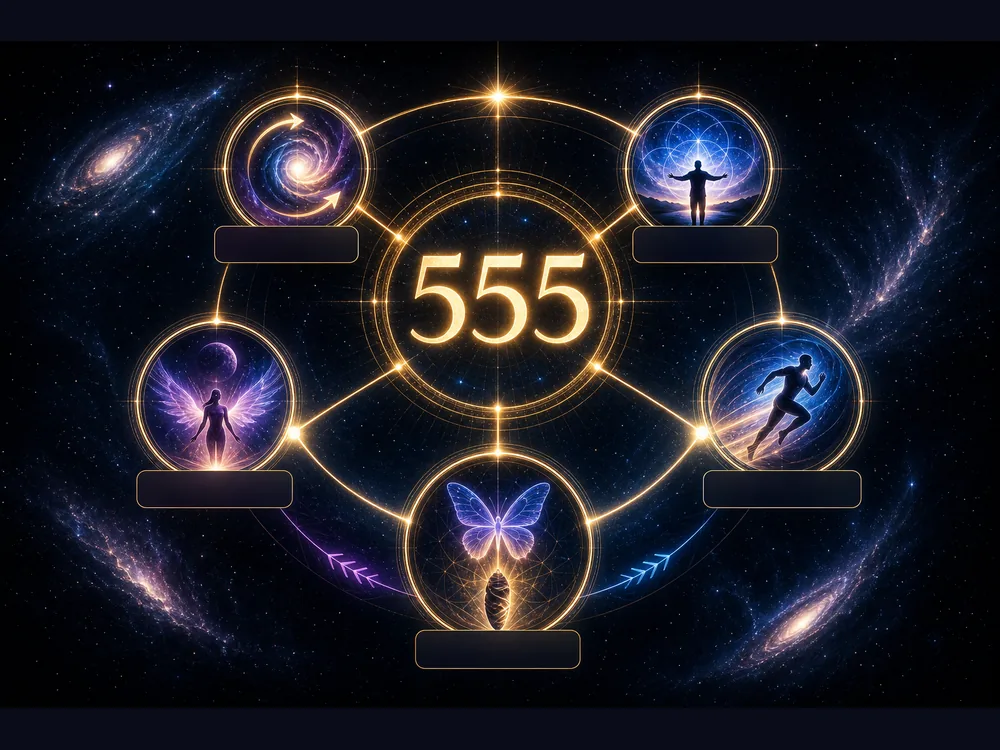 555 meaning infographic showing change freedom movement adaptability and transformation