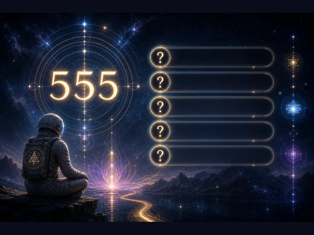 555 meaning FAQ image with common questions about change love money and angel number meaning