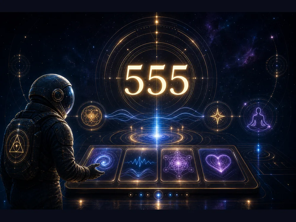 555 meaning CTA image with Angel Number Decoder and nervous system support cosmic interface