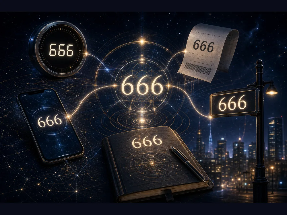 666 appearing on clock receipt phone screen street sign and journal as calm synchronicity signs