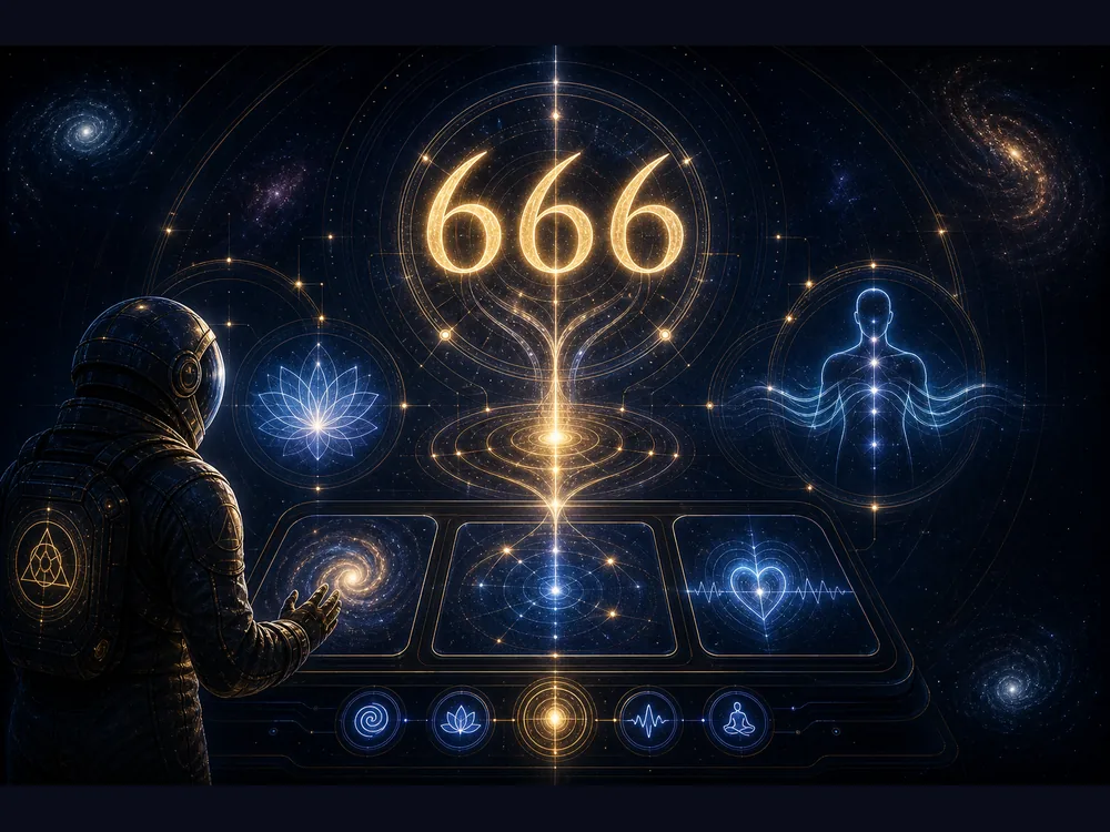 666 meaning CTA image with Angel Number Decoder and Nervous System Manifestation cosmic interface