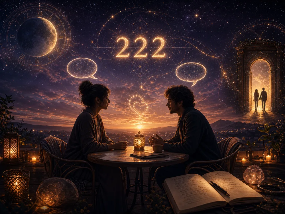 Love and relationship synchronicity signs with 222 and emotional timing.