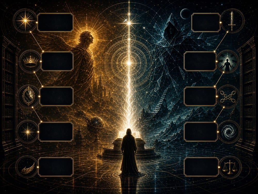 Lucifer vs Satan faq image with symbolic light shadow discernment and spiritual meaning
