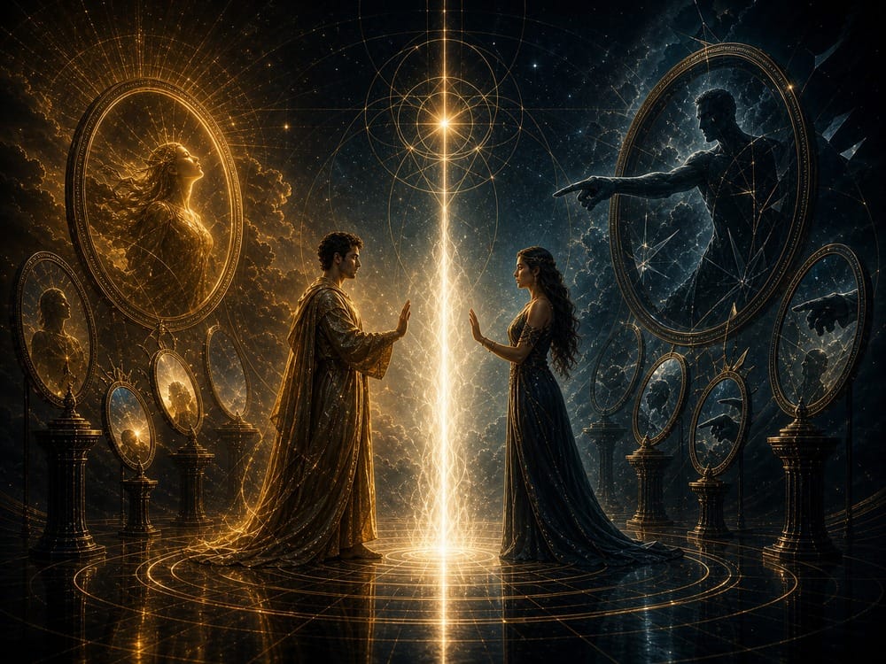 Lucifer vs Satan love and relationships image with symbolic light shadow discernment and spiritual meaning
