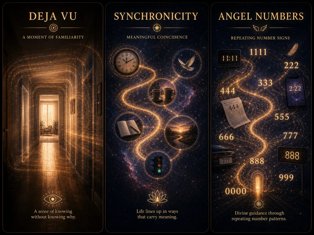 Deja vu vs synchronicity vs angel numbers comparison.