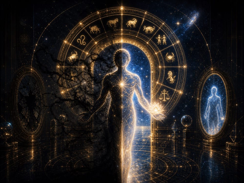 Rising sign shadow and gift image showing lower reaction and higher embodiment