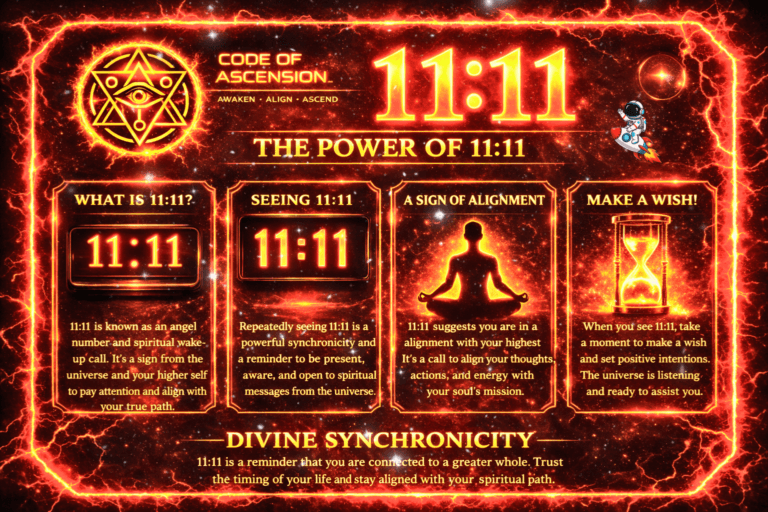 Ascension Code synchronicity and angel number 1111 infographic