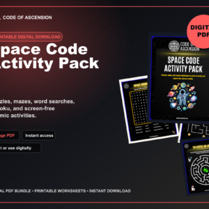 Space Code Activity Pack — Printable Space Puzzles, Mazes, Word Search & Sudoku | Cosmic Fun for Kids, Families & Puzzle Lovers