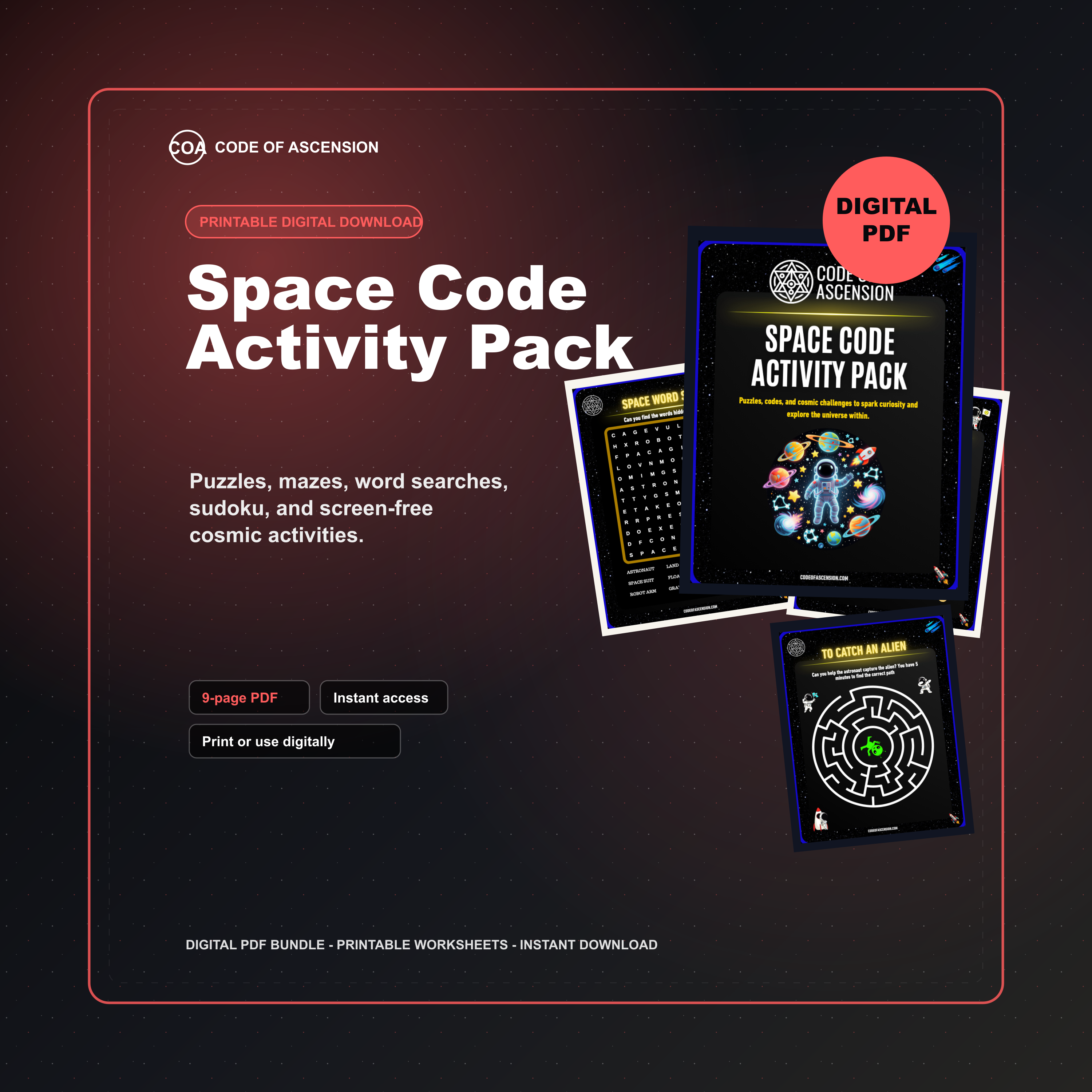 Space Code Activity Pack printable product image