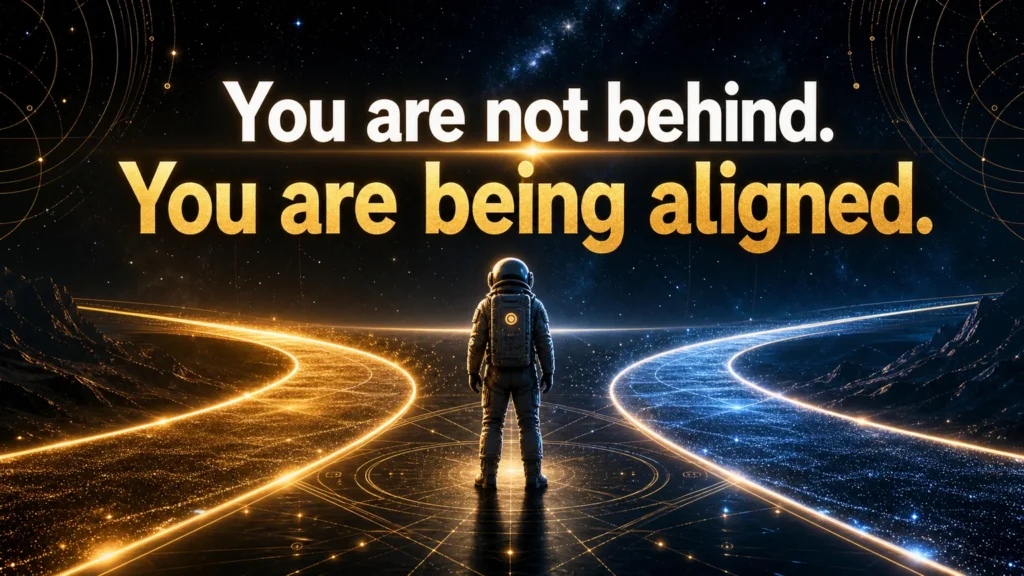 222 meaning closing image with astronaut between cosmic paths and message about being aligned