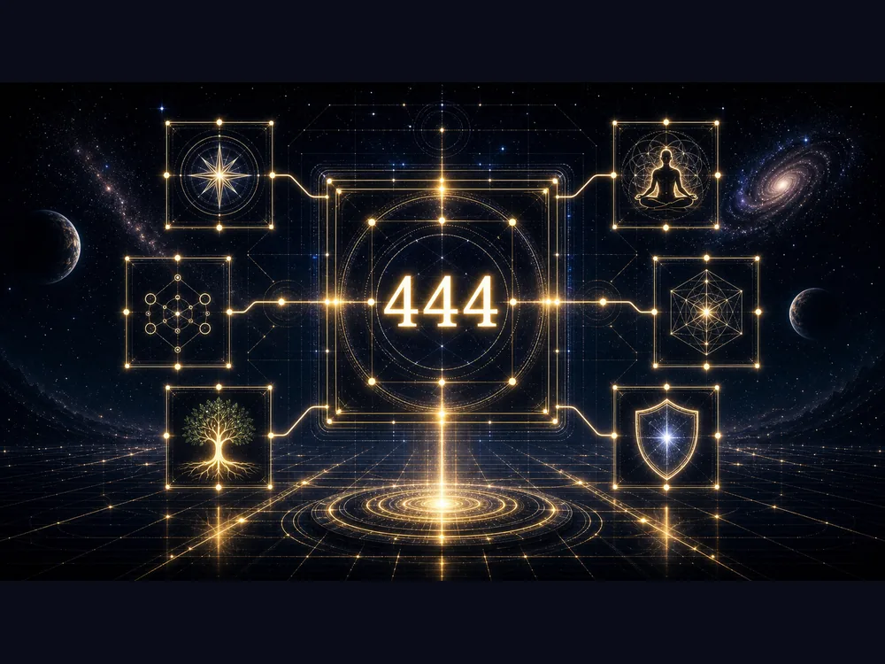 444 meaning CTA image with Angel Number Decoder nervous system reset and synchronicity guide cosmic interface