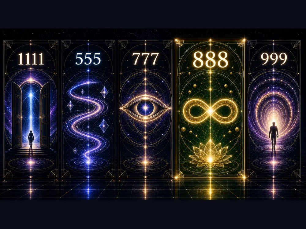 888 meaning comparison showing abundance and receiving beside 555 change 777 intuition 999 completion and 0000 reset