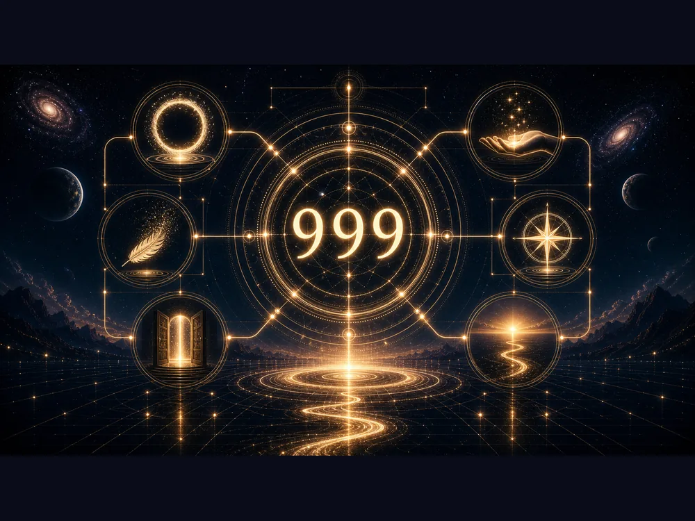 999 meaning CTA image with Angel Number Decoder and synchronicity guide cosmic interface