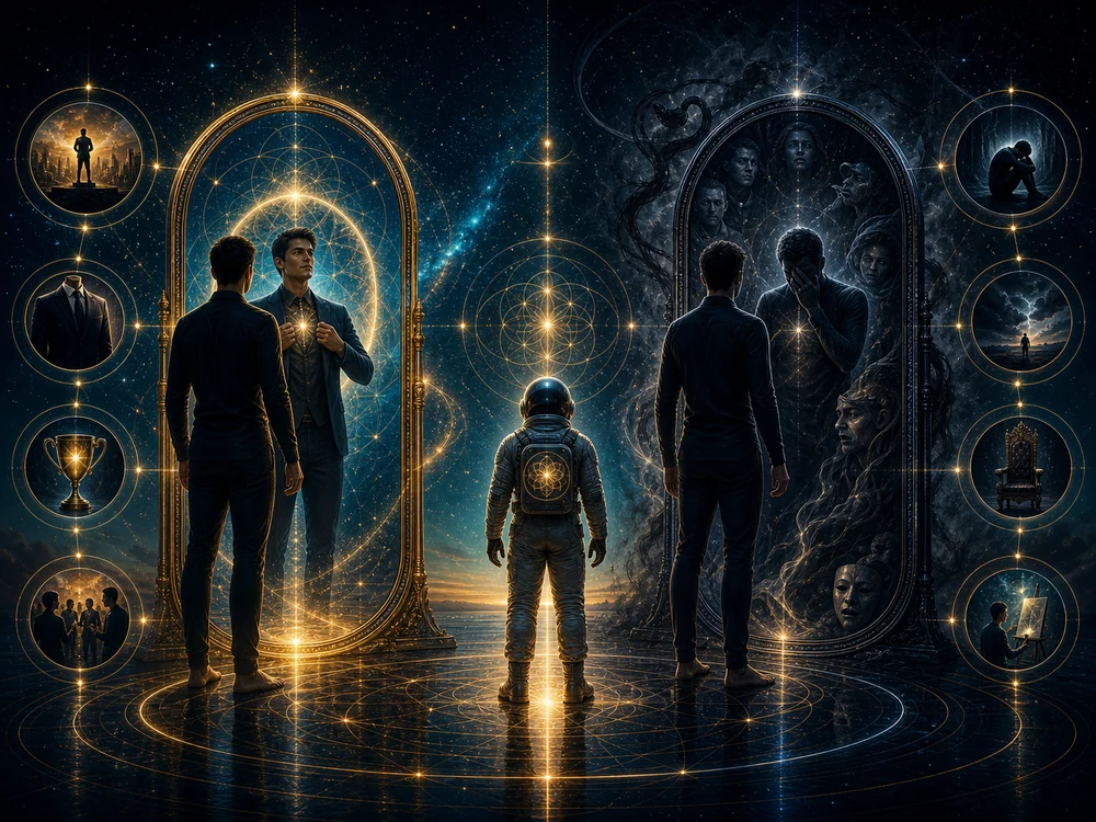 shadow work meaning comparison image showing conscious self and hidden self integration
