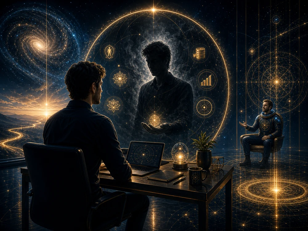 shadow work meaning money career image with male professional facing visibility shadow