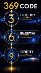 Nikola Tesla 369 core concept infographic showing frequency imagination and identity