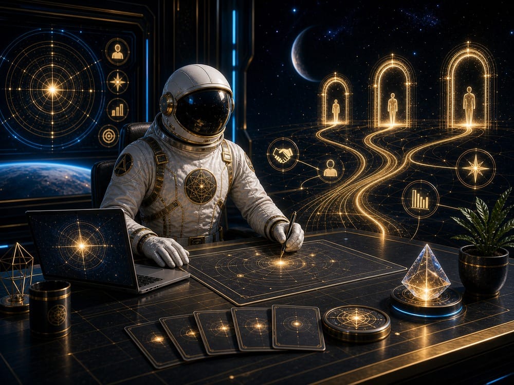 Money and career manifestation image with golden coins and focused abundance energy