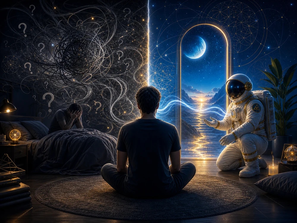 Sleep paralysis spiritual meaning comparison image showing fear interpretation versus grounded threshold discernment