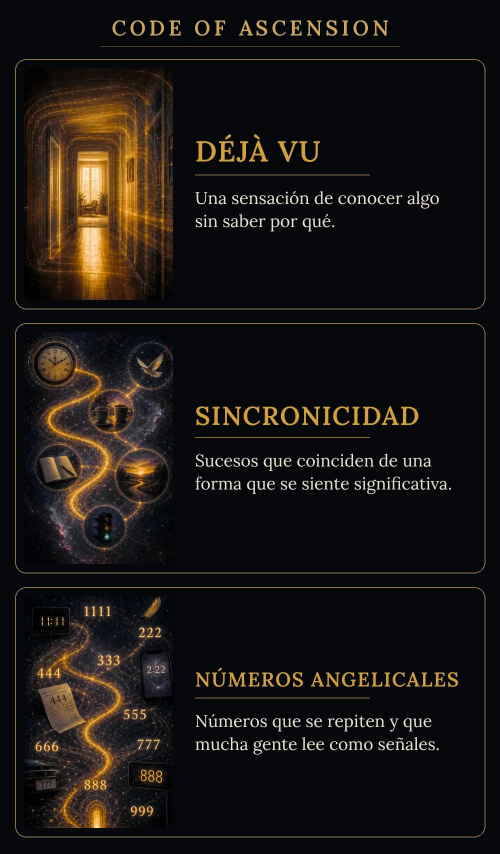 Comparación de déjà vu, sincronicidad y números angelicales: una sensación de conocer sin saber por qué, coincidencias significativas y números que se repiten