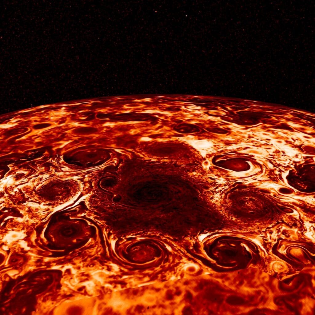 Juno infrared view of Jupiter's north pole: a central cyclone surrounded by eight cyclones in a ring