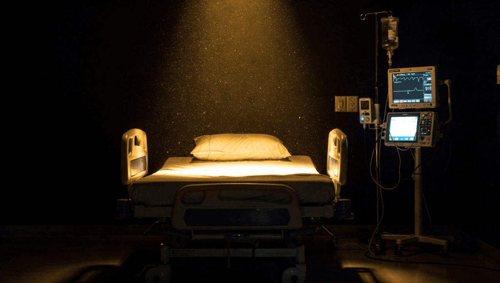 Common elements of a near-death experience: an empty hospital bed in a beam of golden light